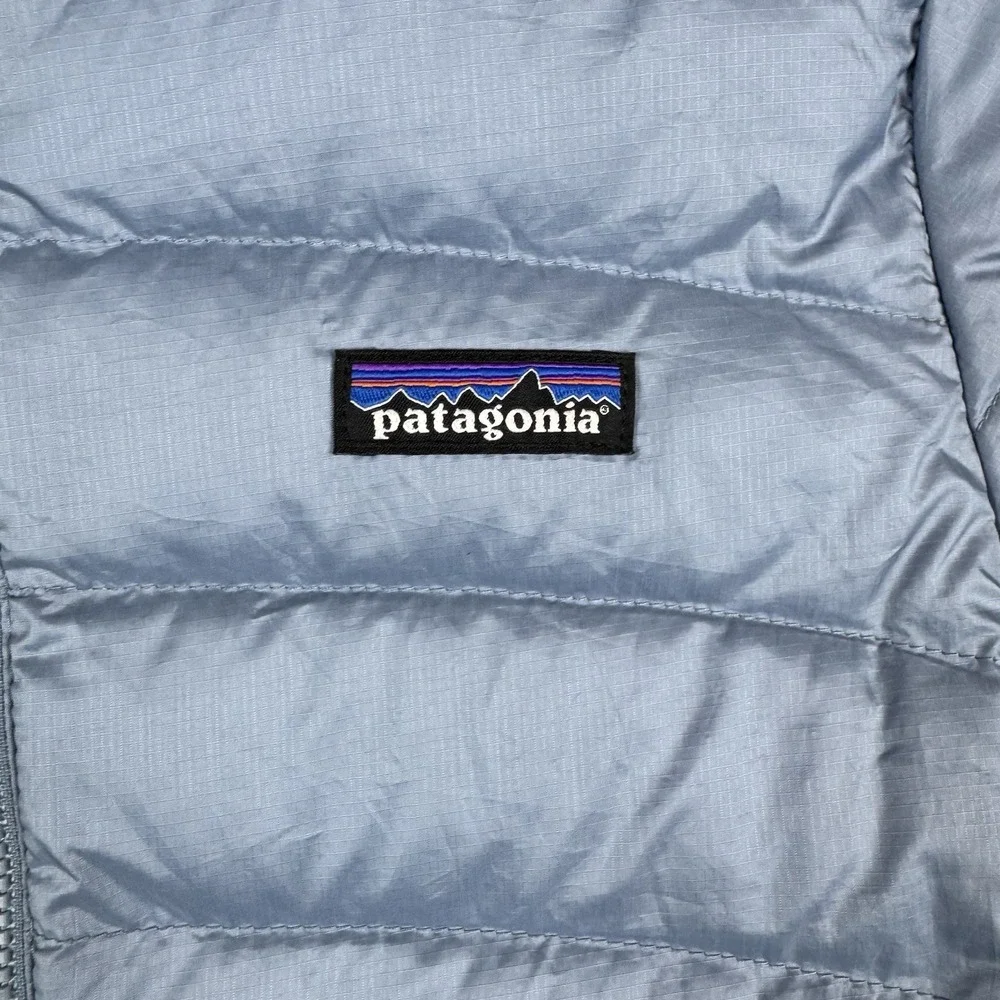 Patagonia Jacket Kids Large 12 Sky Blue Youth Down Sweater‎ Puffer Coat Full Zip